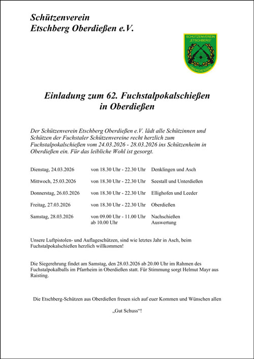 Einladung Fuchstalpokal 2026